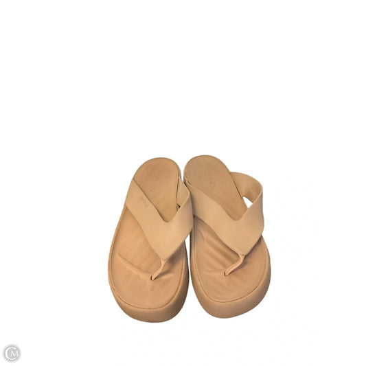 Sandals Heels Platform By Crocs In Tan, Size: 10