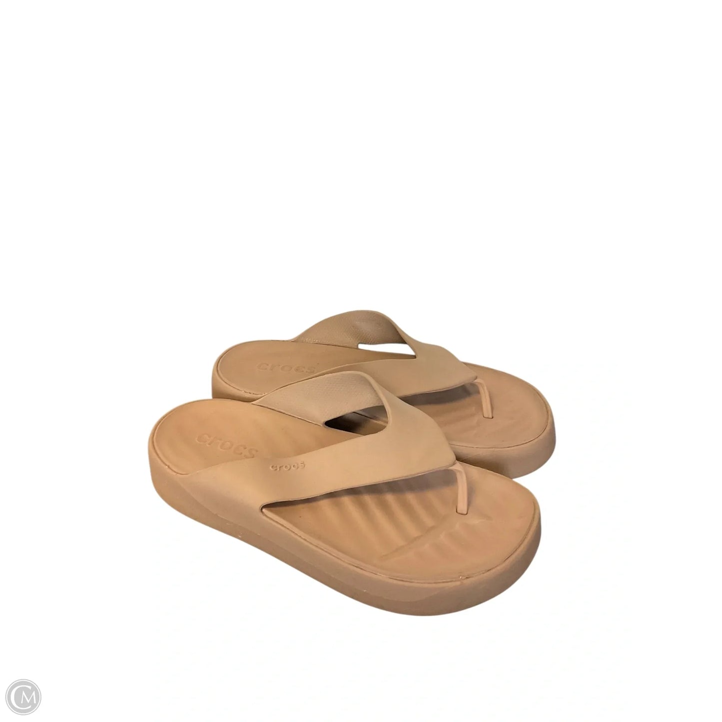 Sandals Heels Platform By Crocs In Tan, Size: 10