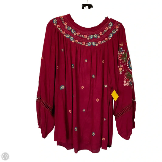 Top Long Sleeve By Andree By Unit In Red, Size: 3x