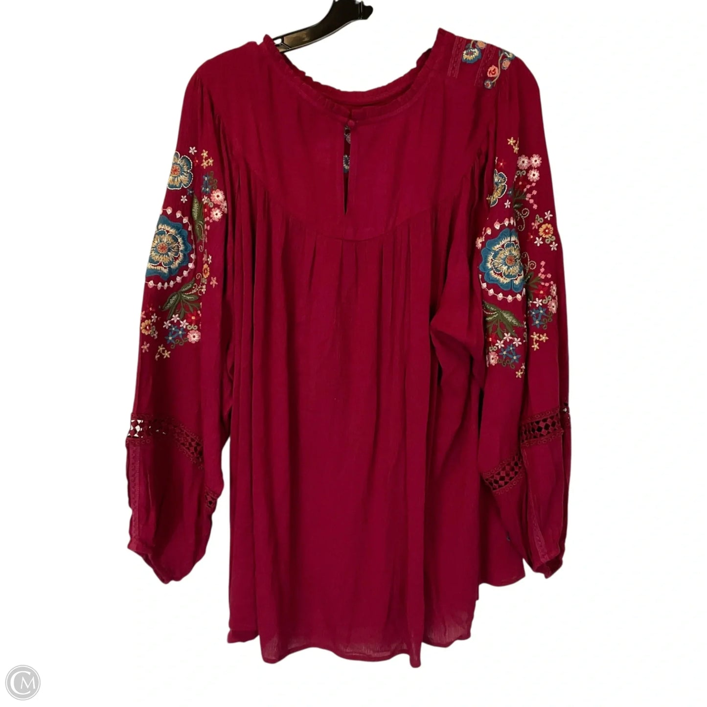 Top Long Sleeve By Andree By Unit In Red, Size: 3x