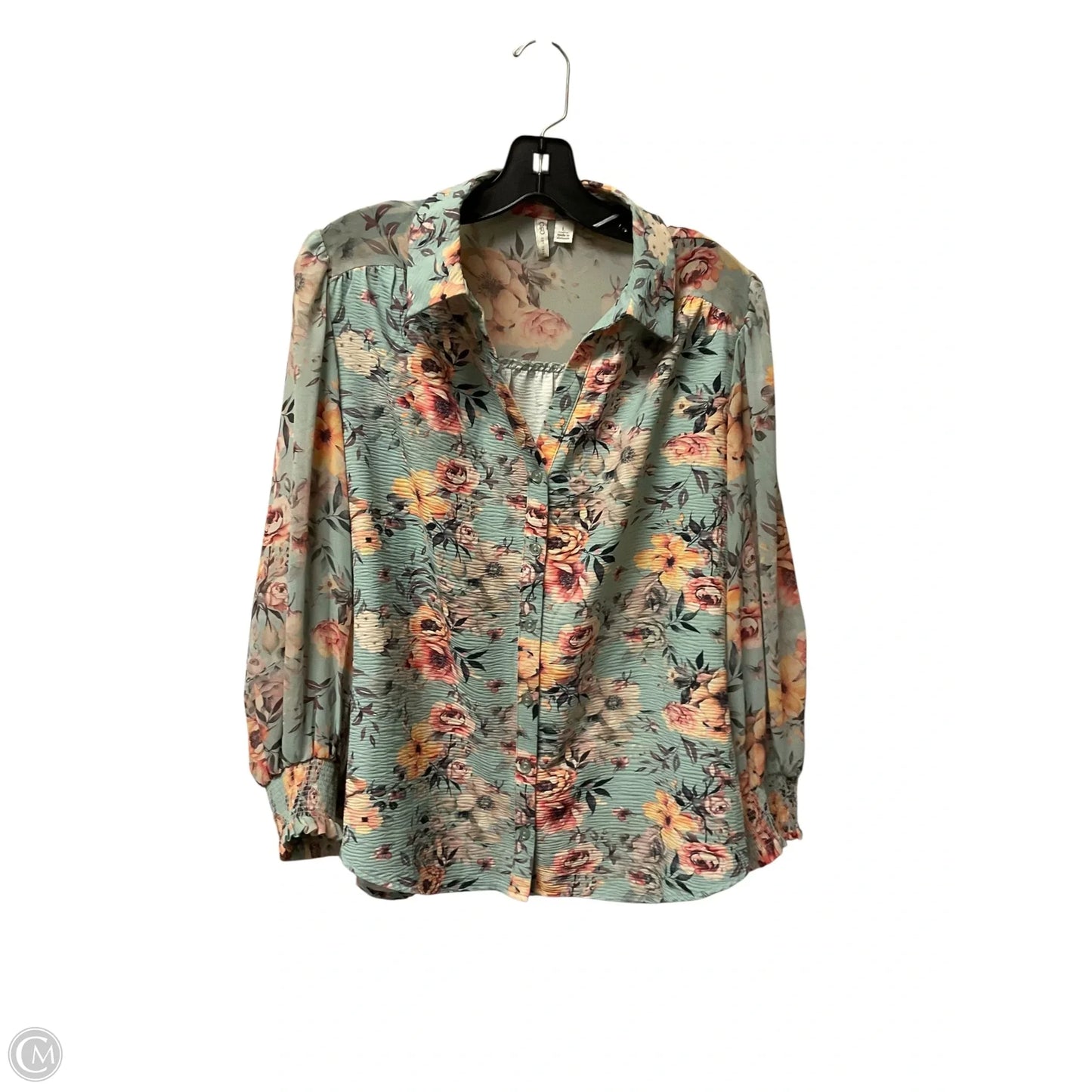 Top Long Sleeve By Cato In Green, Size: L