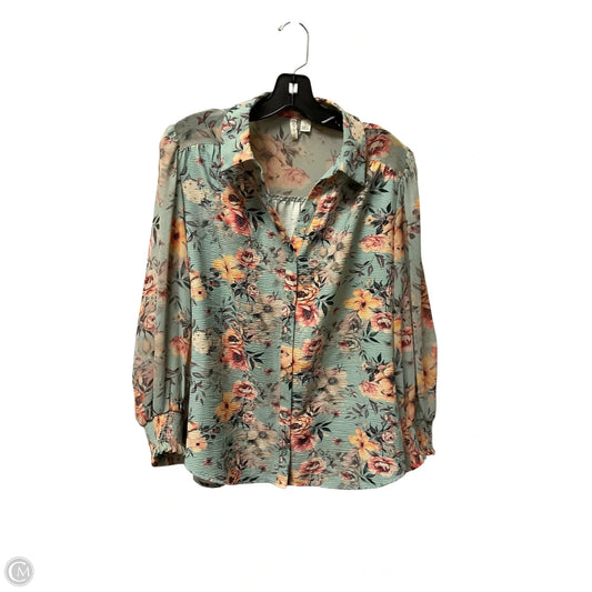 Top Long Sleeve By Cato In Green, Size: L