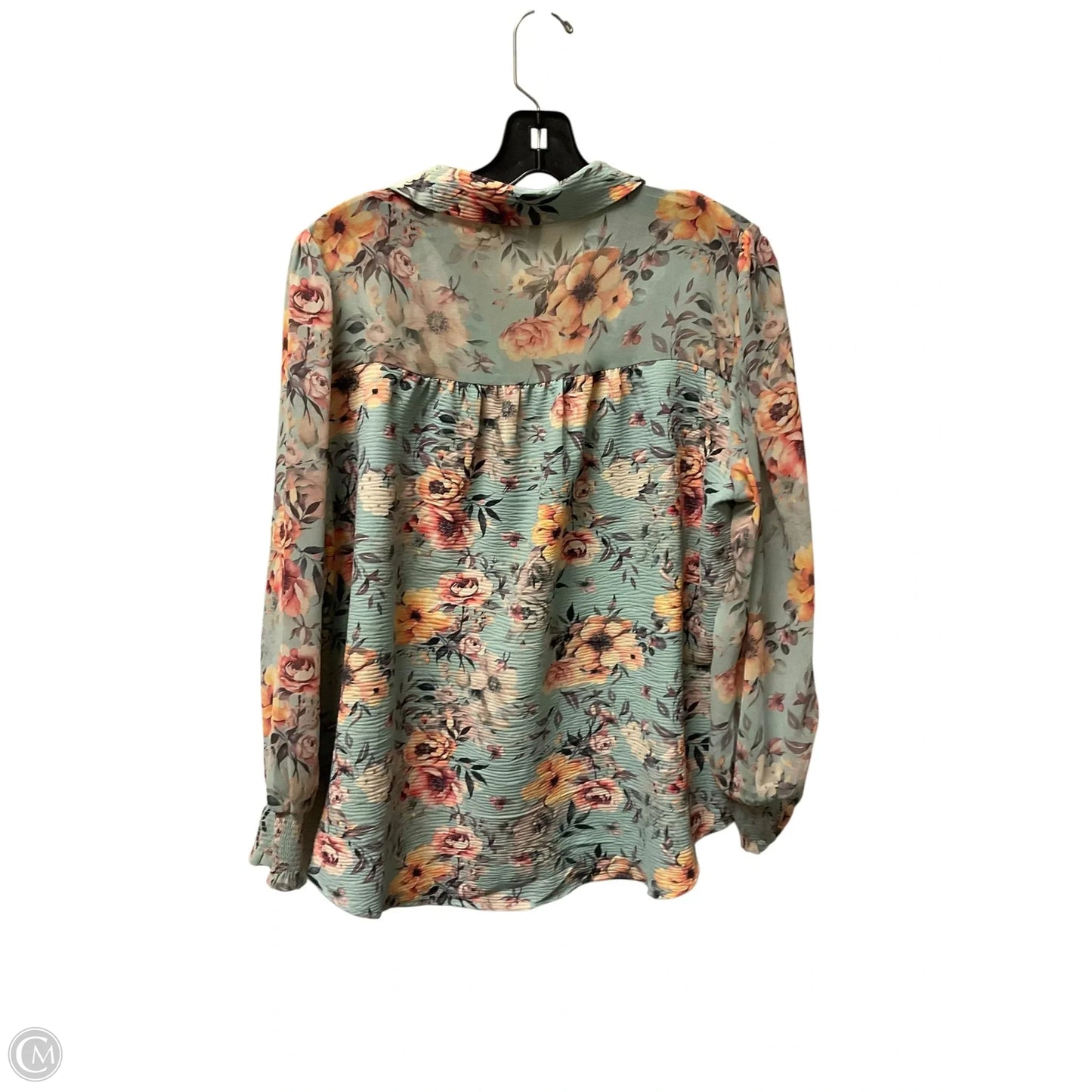 Top Long Sleeve By Cato In Green, Size: L