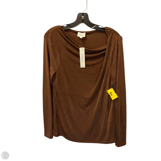 Top Long Sleeve By Cyrus Knits In Brown, Size: L