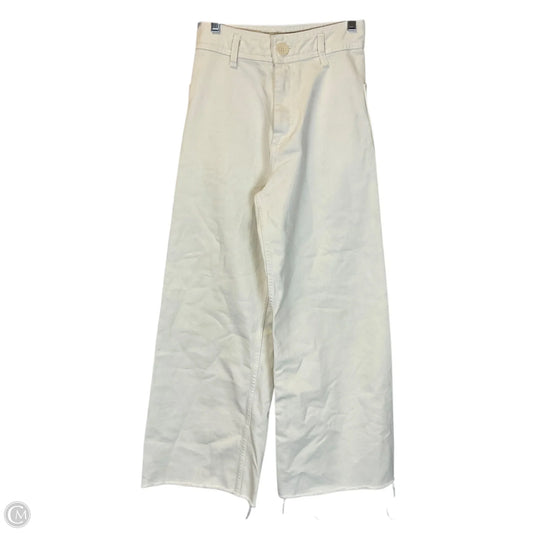 Jeans Wide Leg By Zara In White Denim, Size: 4
