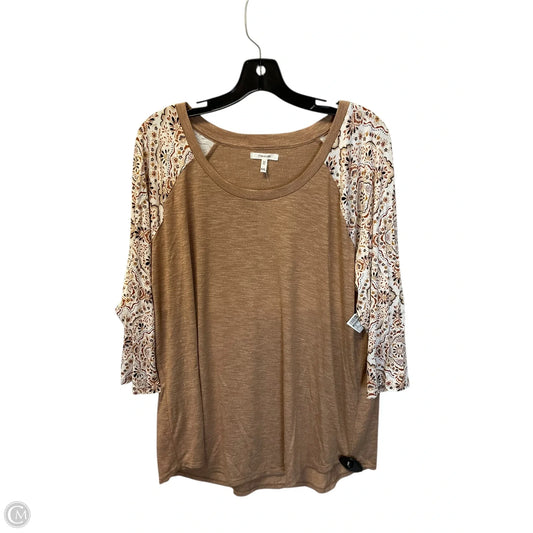 Top Long Sleeve Basic By Maurices In Tan, Size: Xxl