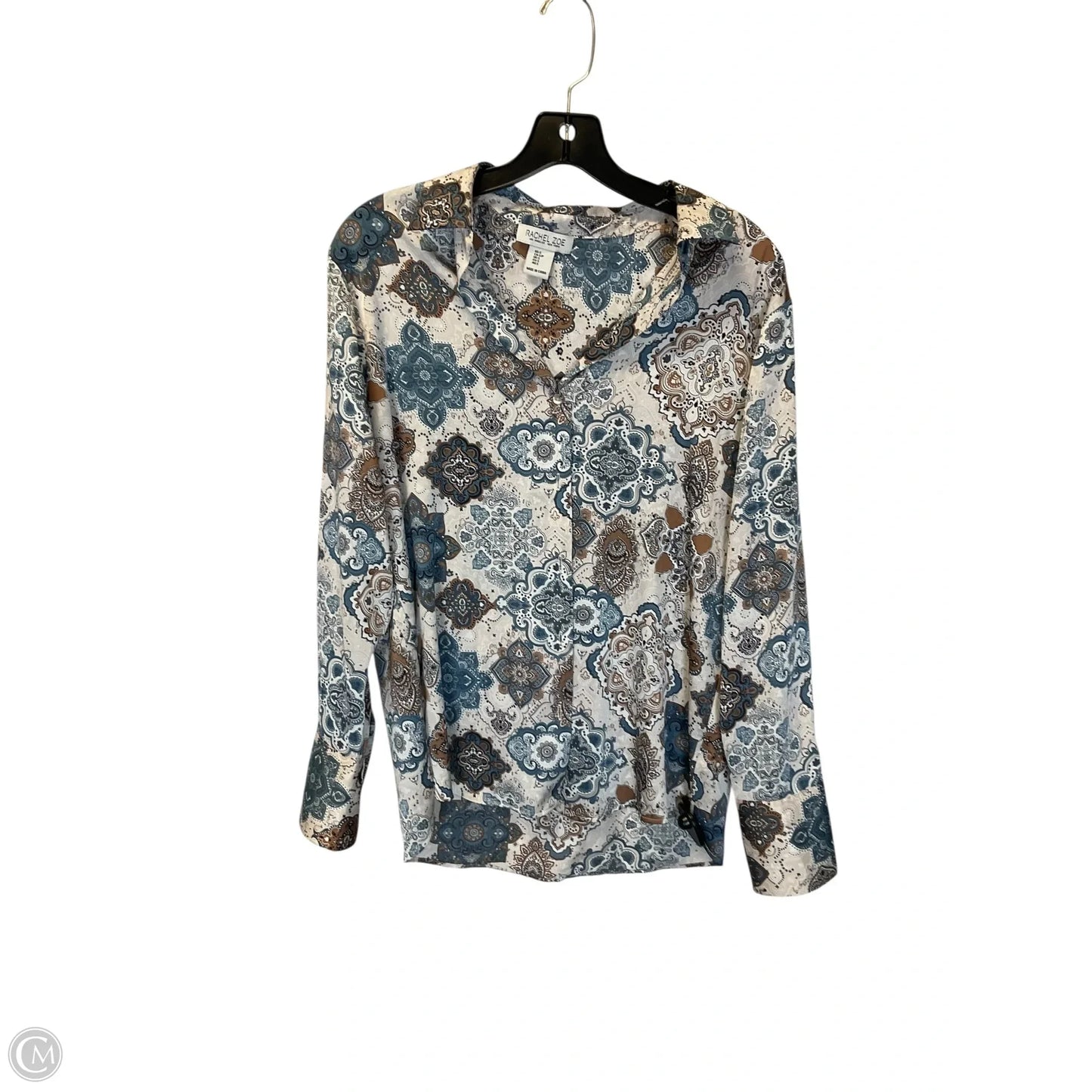 Top Long Sleeve By Rachel Zoe In Blue & Brown, Size: S