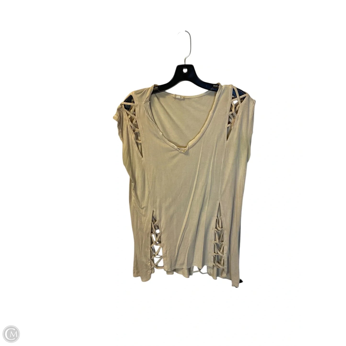Top Short Sleeve By Pol In Tan, Size: S