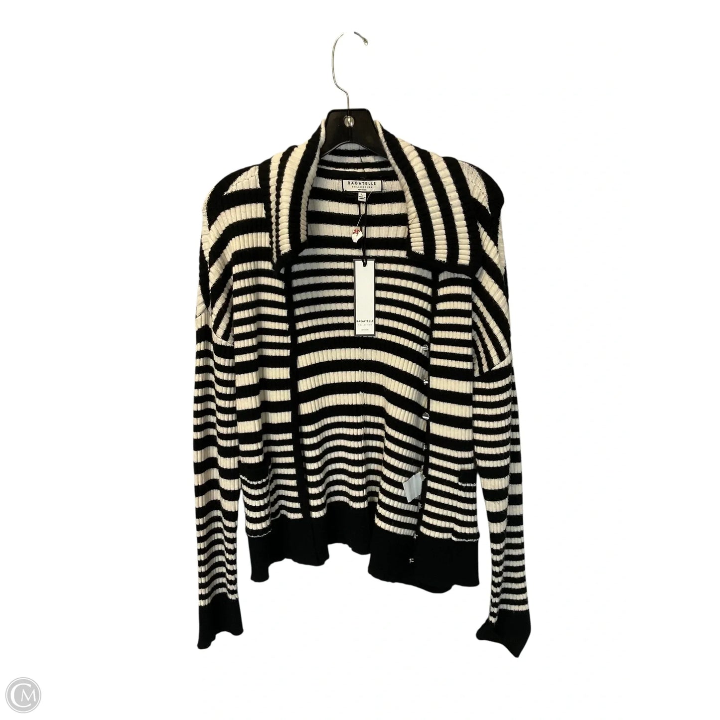 Sweater Cardigan By Clothes Mentor In Striped Pattern, Size: L