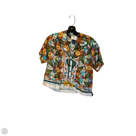 Top Short Sleeve By Anthropologie In Floral Print, Size: S