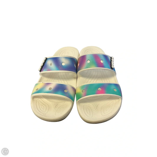 Sandals Flip Flops By Crocs In Tie Dye Print, Size: 9
