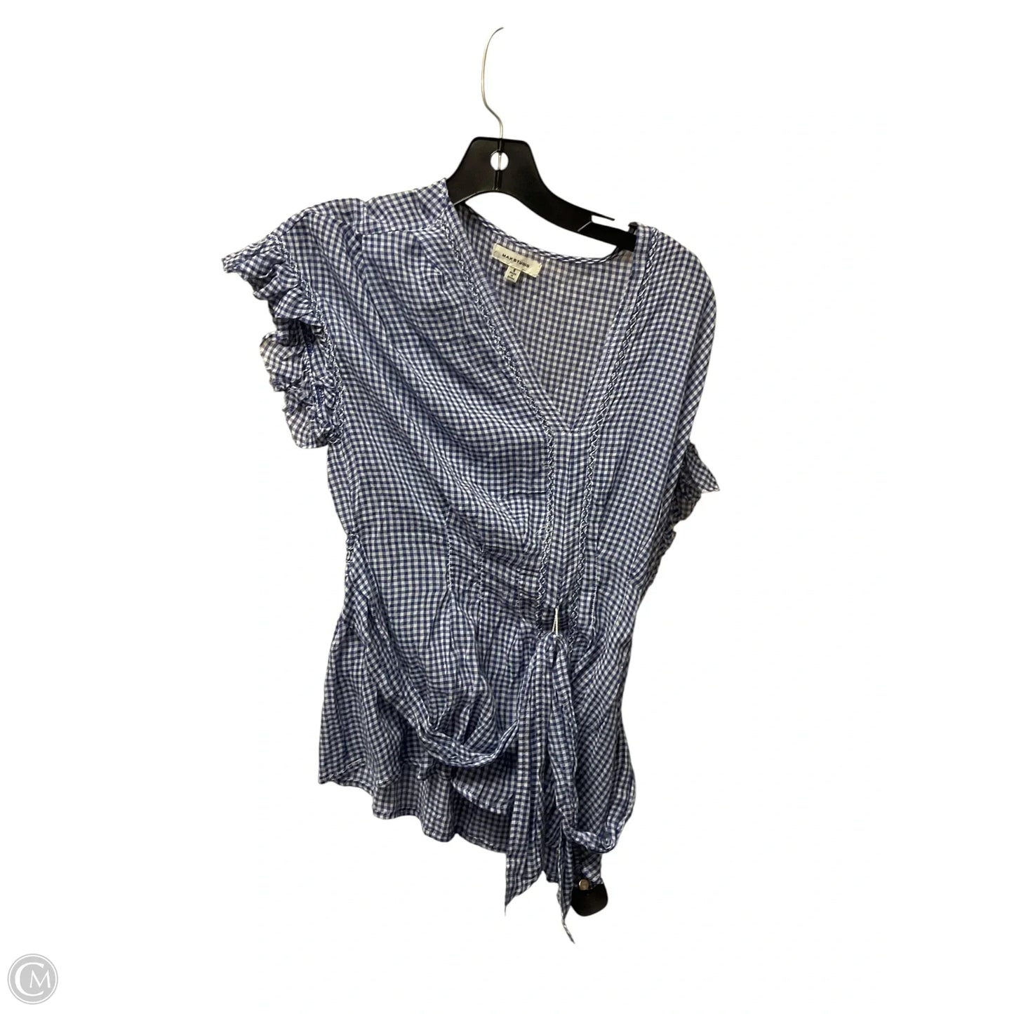 Top Short Sleeve By Max Studio In Plaid Pattern, Size: S