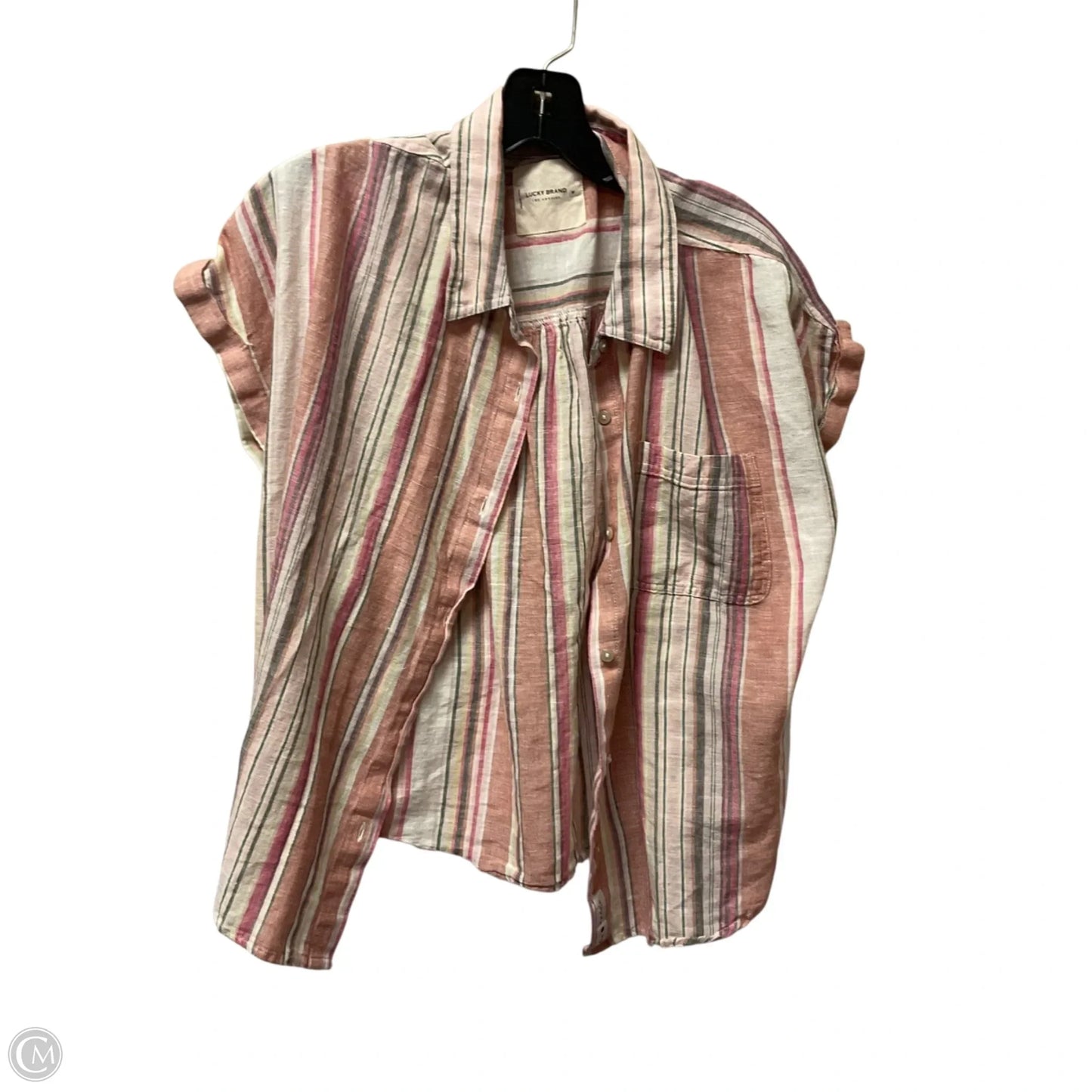 Top Short Sleeve By Lucky Brand In Striped Pattern, Size: M