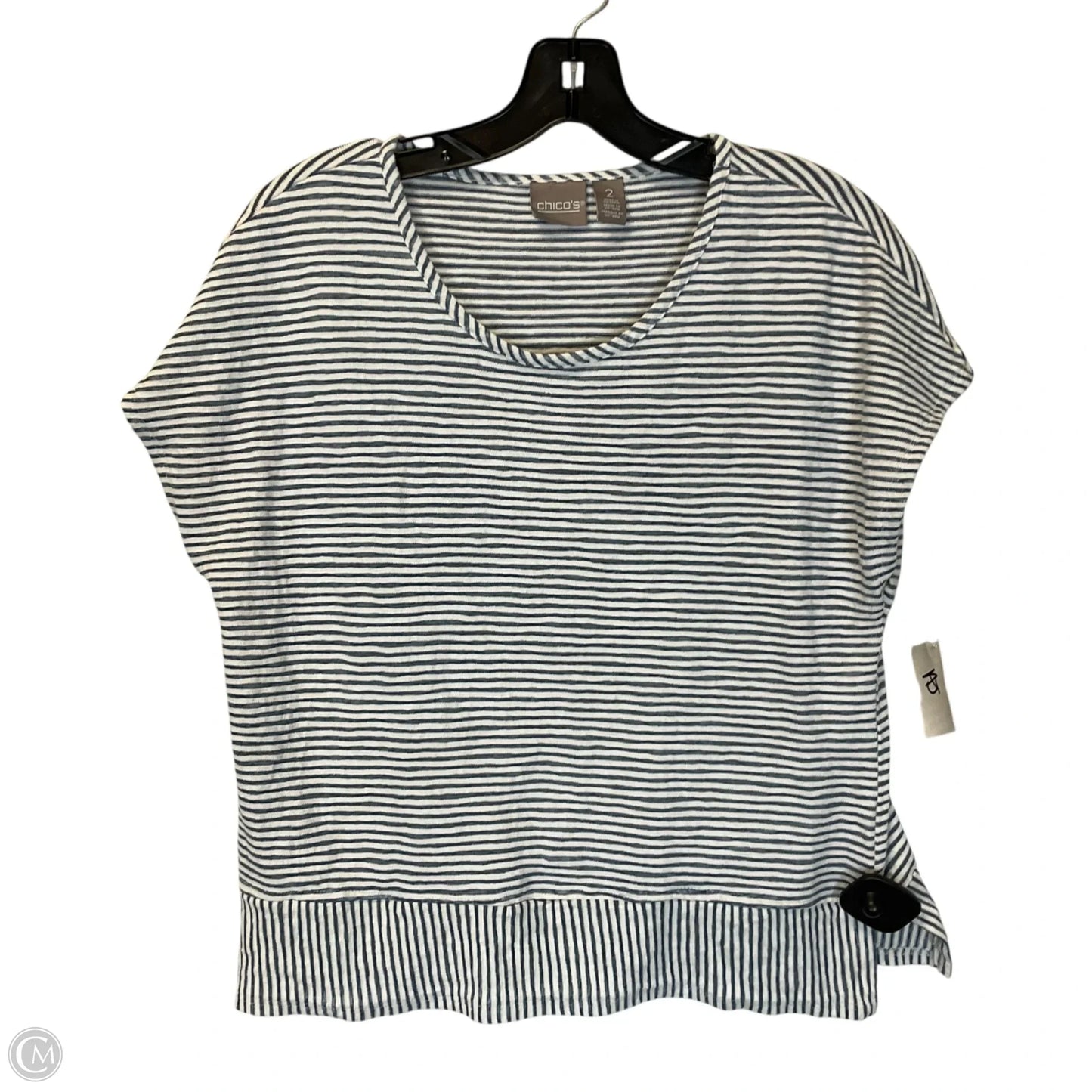 Top Short Sleeve By Chicos In Striped Pattern, Size: M