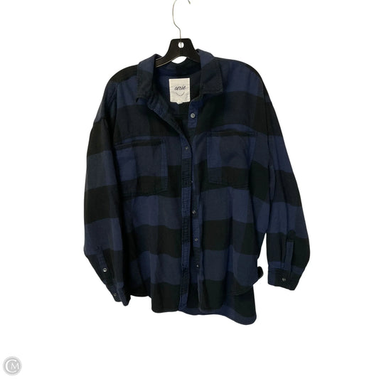 Top Long Sleeve By Aerie In Plaid Pattern, Size: L