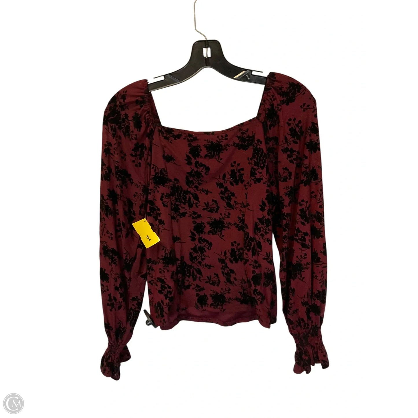Top Long Sleeve By Ember In Black & Red, Size: L