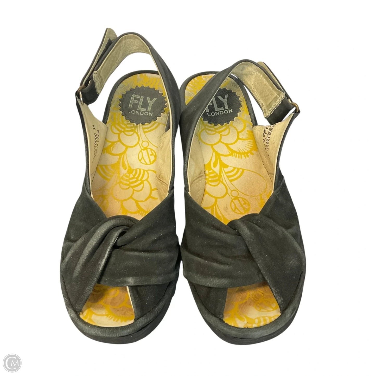 Sandals Heels Wedge By Fly London In Black, Size: 5