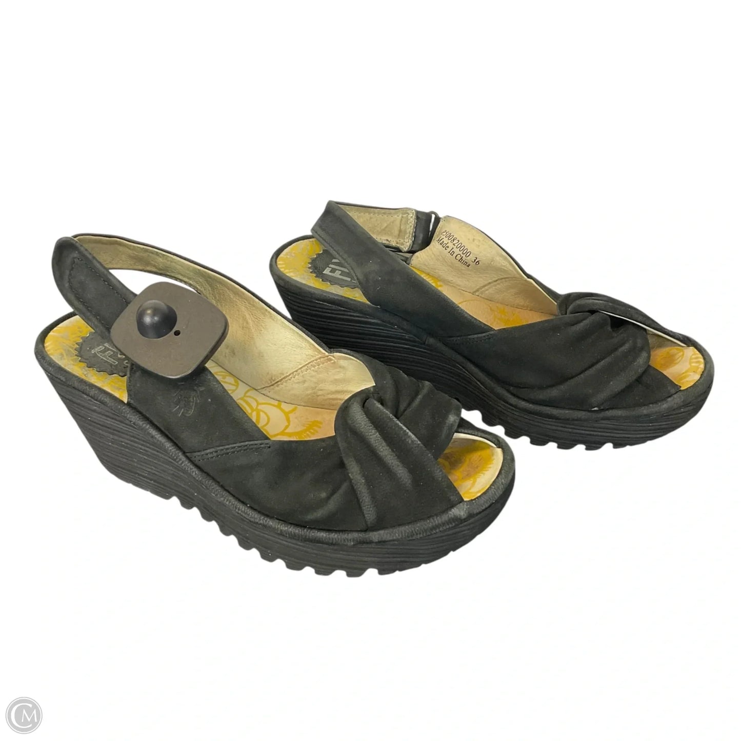 Sandals Heels Wedge By Fly London In Black, Size: 5