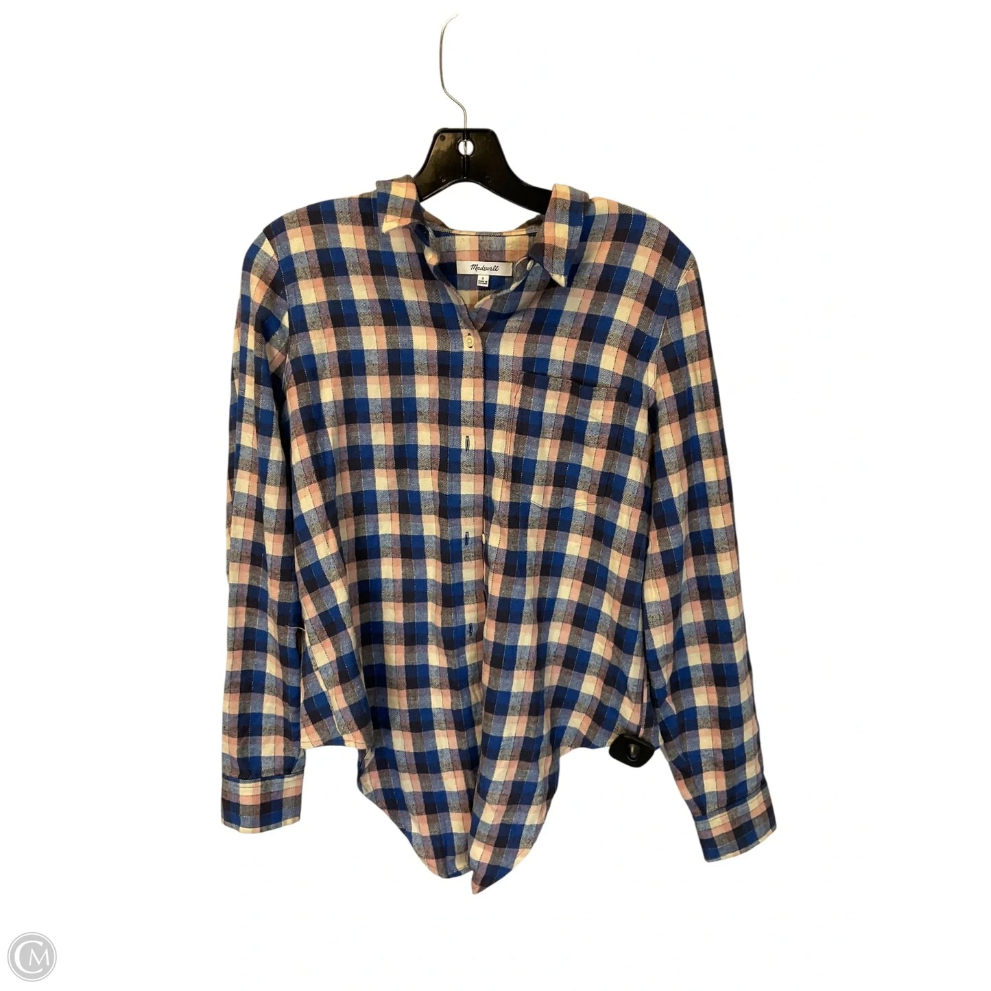 Top Long Sleeve By Madewell In Plaid Pattern, Size: S