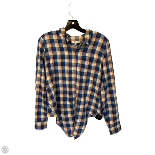 Top Long Sleeve By Madewell In Plaid Pattern, Size: S