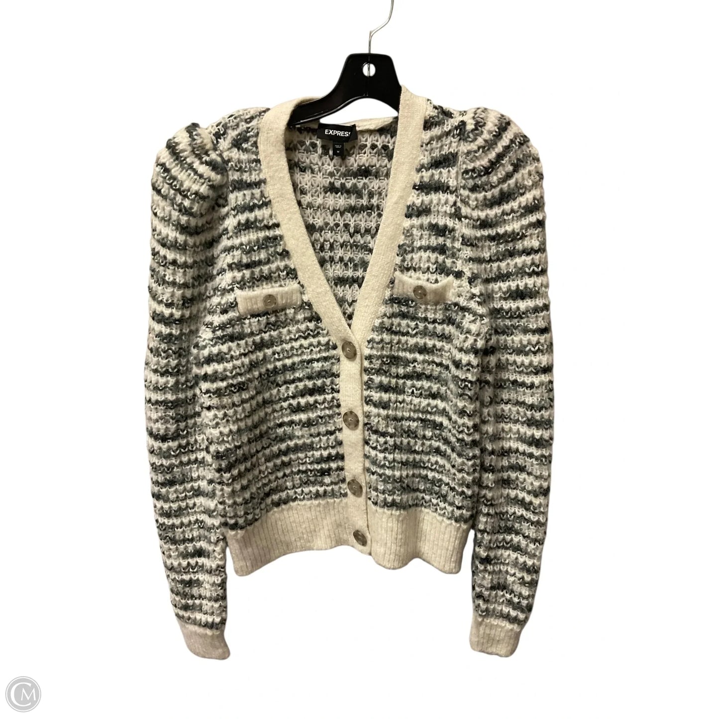 Sweater Cardigan By Express In Black & White, Size: M