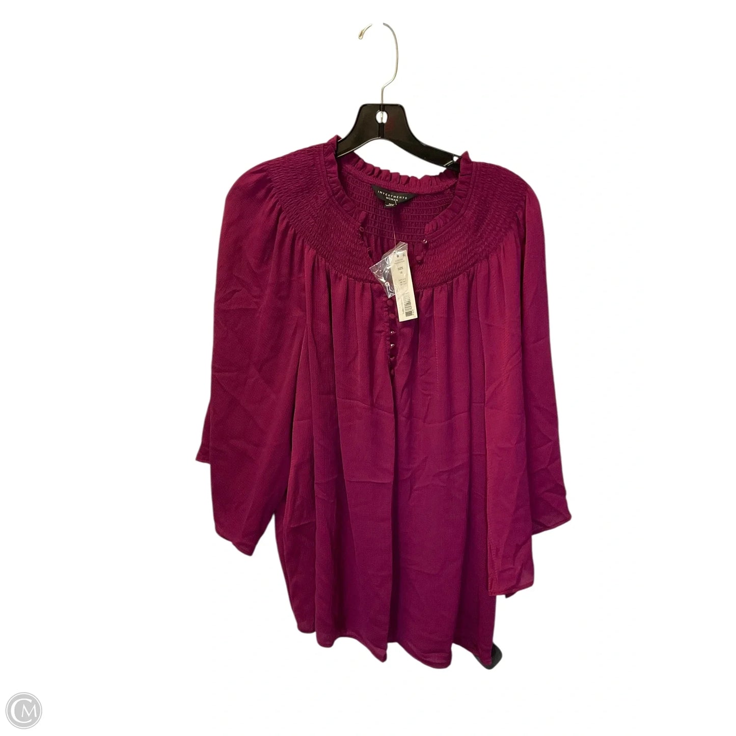 Top Long Sleeve By Investments In Purple, Size: 1x