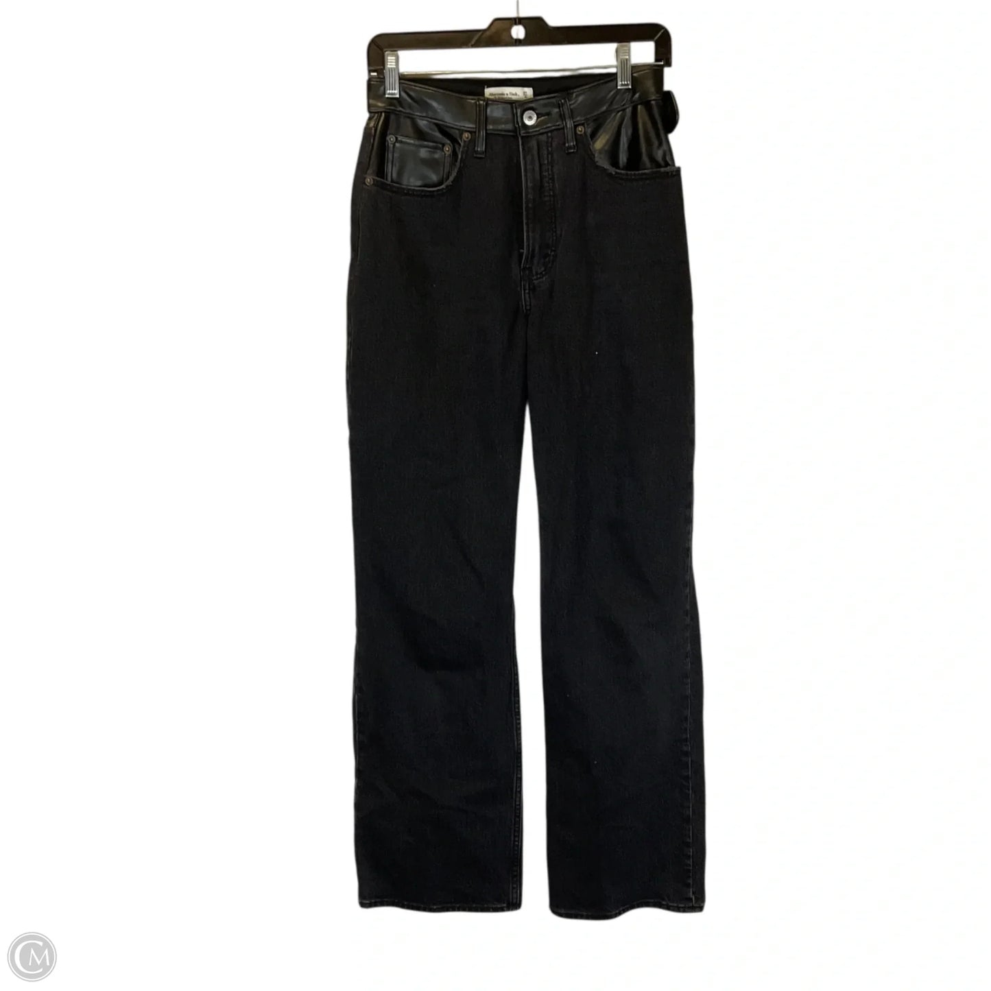 Jeans Straight By Abercrombie And Fitch In Black Denim, Size: 4