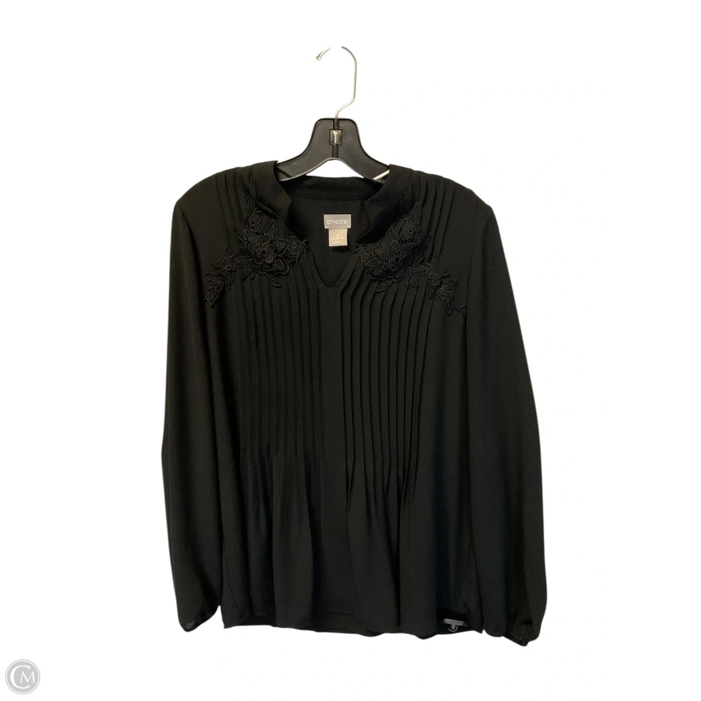 Top Long Sleeve By Chicos In Black, Size: S