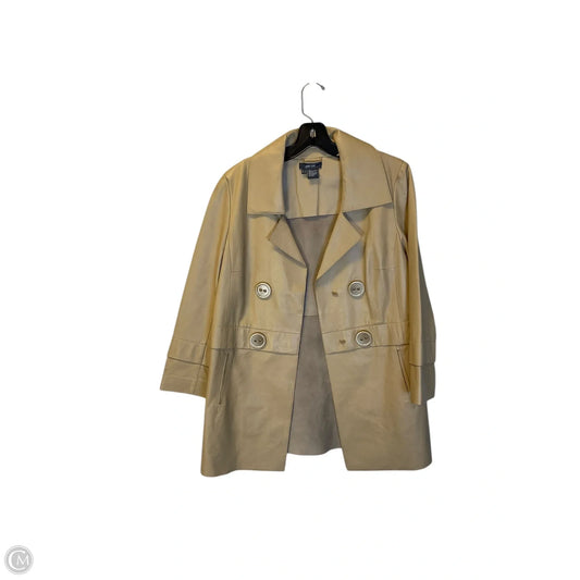 Jacket Leather By Per Se In Tan, Size: 8