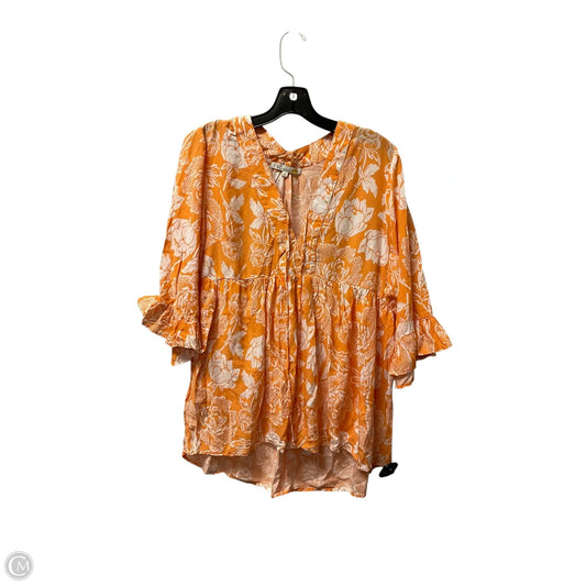 Top 3/4 Sleeve By C And C In Orange, Size: M