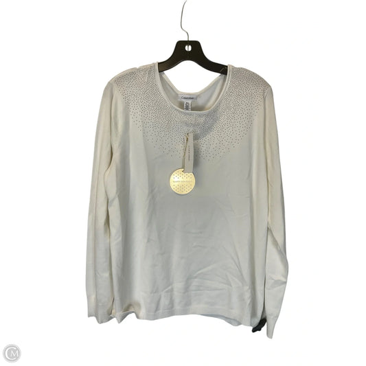 Top Long Sleeve By Calvin Klein In White, Size: Xl