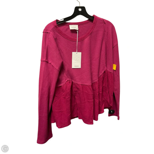 Top Long Sleeve By Andree By Unit In Pink, Size: M