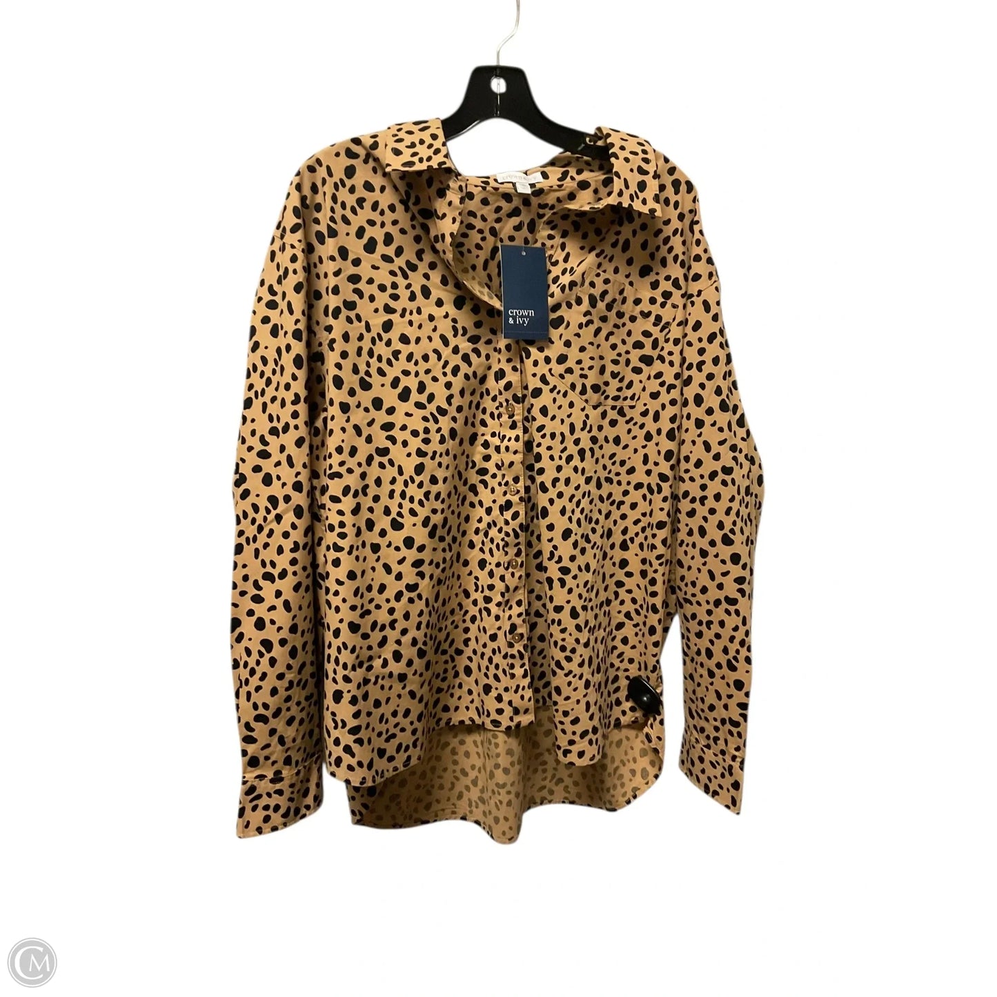 Top Long Sleeve By Crown And Ivy In Animal Print, Size: Xxl