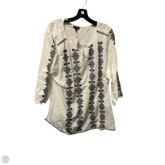 Top Long Sleeve By Talbots In White, Size: 2x