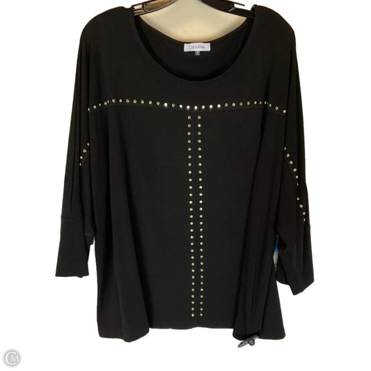 Top Long Sleeve By Calvin Klein In Black, Size: 2x
