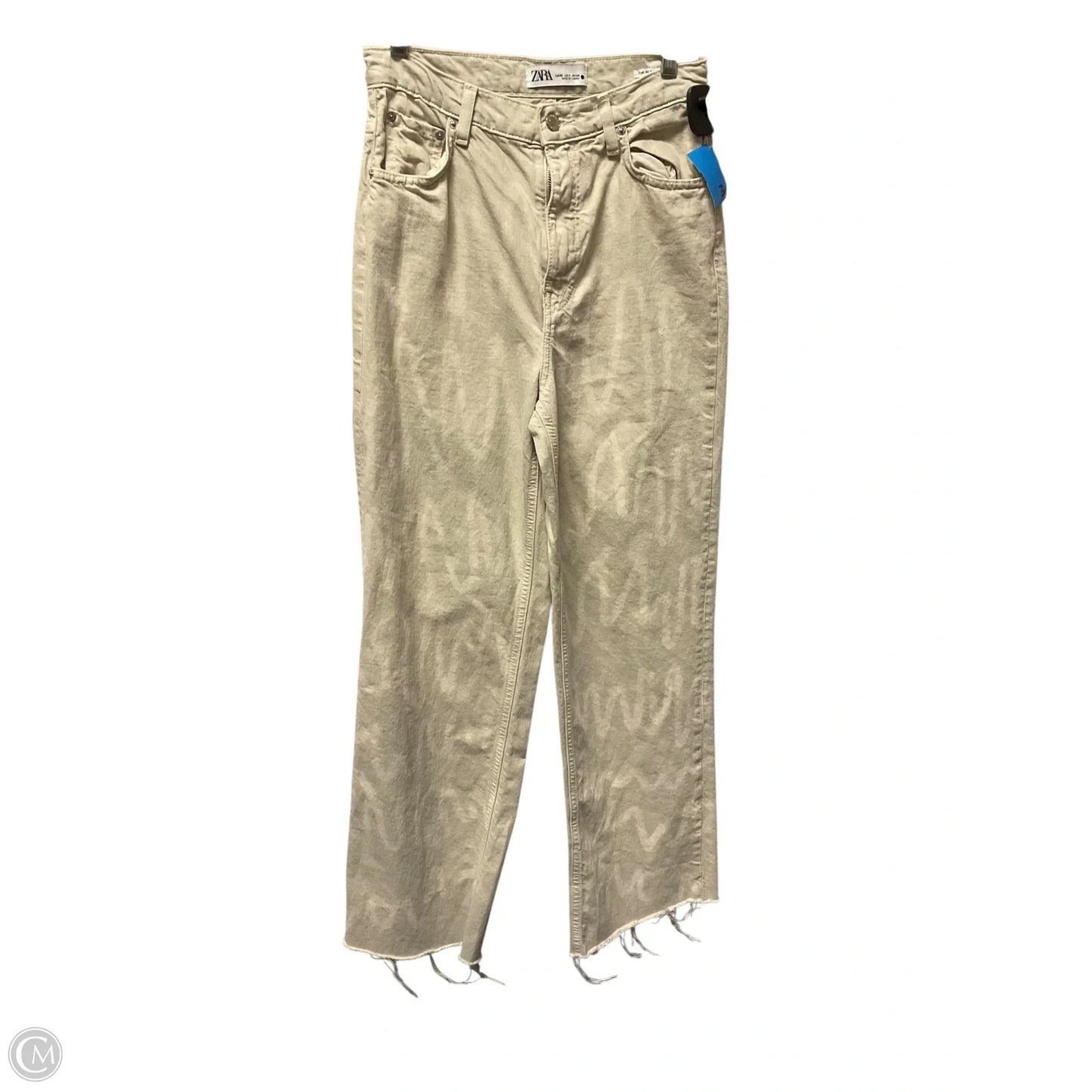 Jeans Flared By Zara In Beige, Size: 4