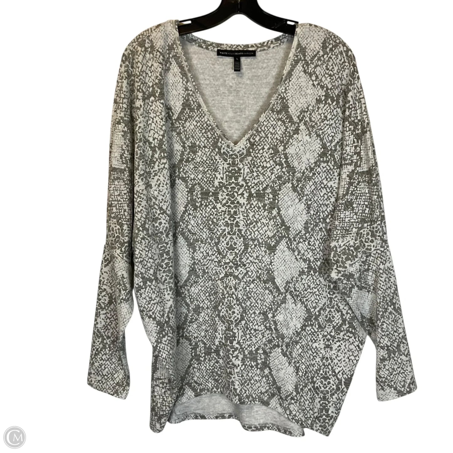 Top Long Sleeve By White House Black Market In Grey, Size: L