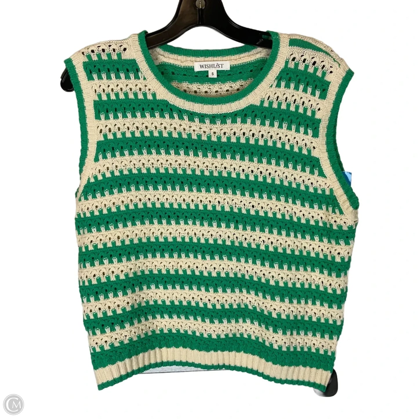 Vest Sweater By Wishlist In Cream & Green, Size: S