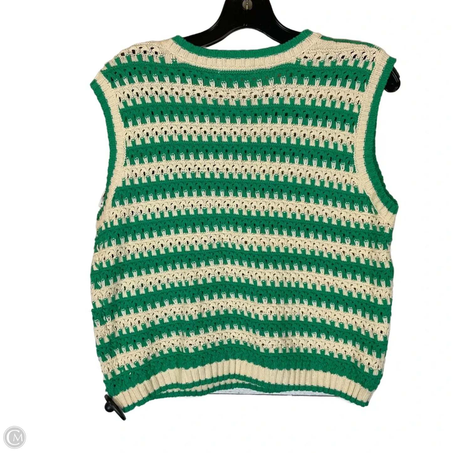 Vest Sweater By Wishlist In Cream & Green, Size: S