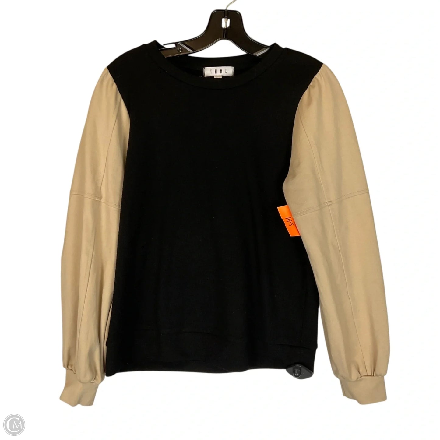 Top Long Sleeve By Thml In Black & Cream, Size: M