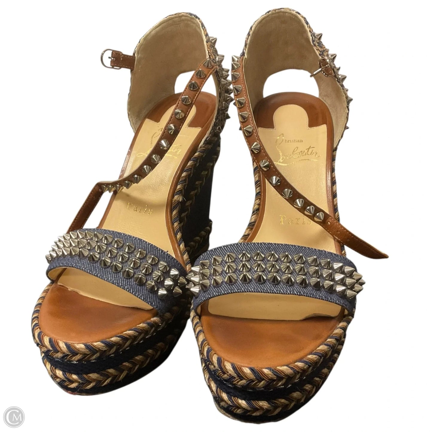Sandals Heels Wedge By Cma In Blue, Size: 7.5