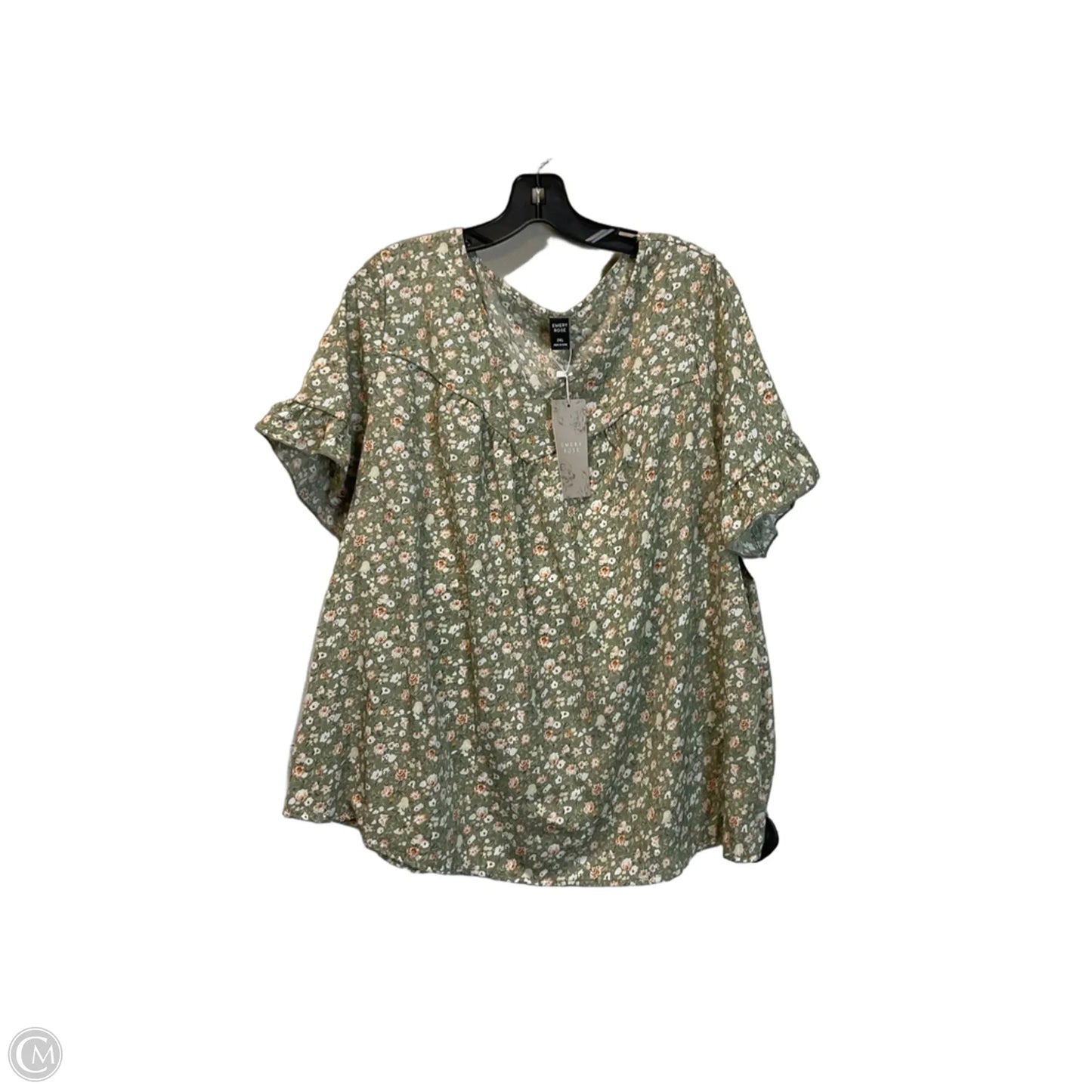 Top Short Sleeve By Emery Rose In Green, Size: 2x