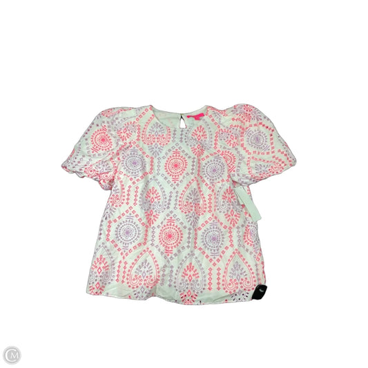 Top Short Sleeve Designer By Lilly Pulitzer In Pink & Purple, Size: L