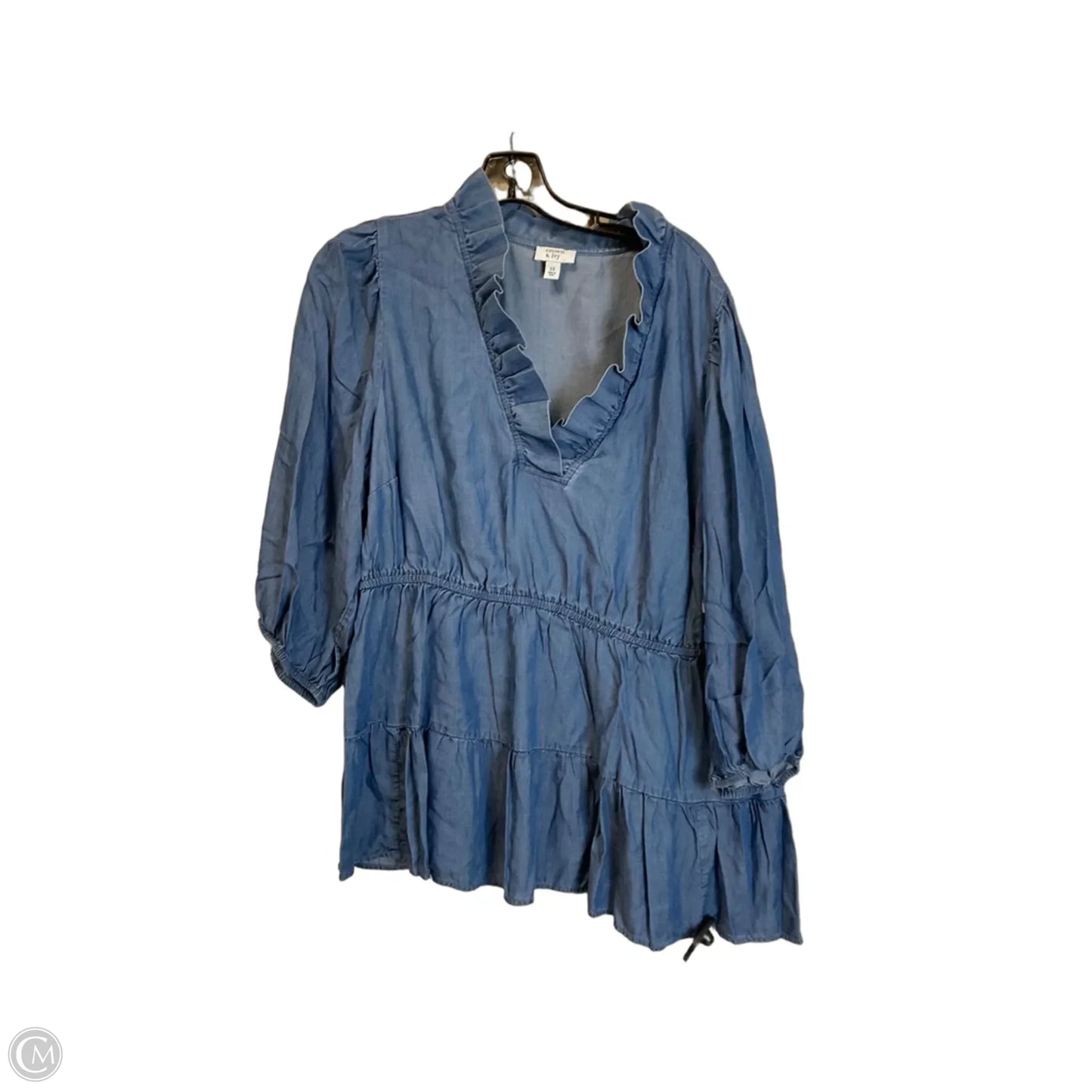 Top 3/4 Sleeve By Crown And Ivy In Blue, Size: 1x