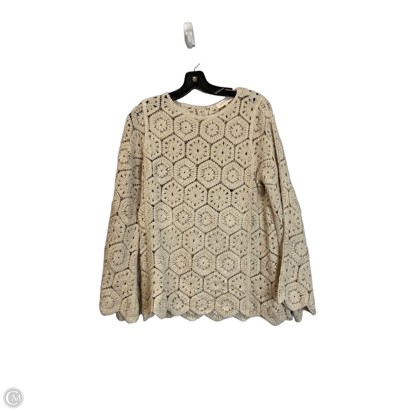 Top Long Sleeve By Solitaire In Cream, Size: S