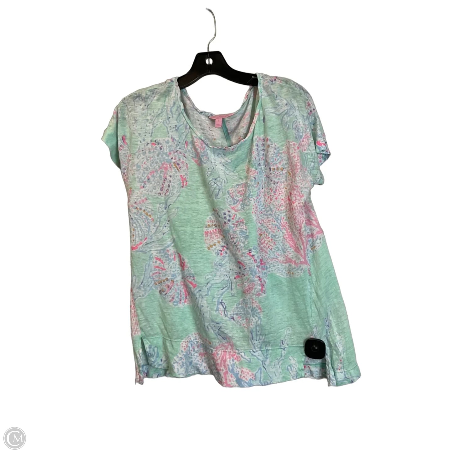 Top Short Sleeve Designer By Lilly Pulitzer In Teal, Size: S