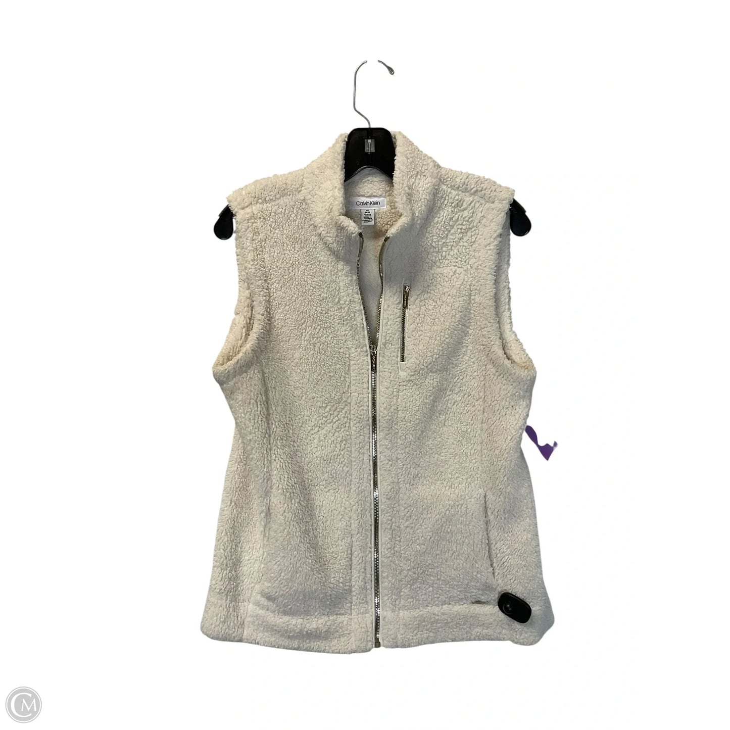 Vest Faux Fur & Sherpa By Calvin Klein In White, Size: M