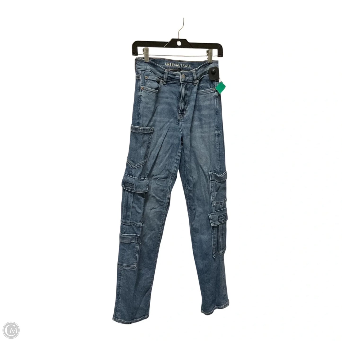 Jeans Straight By American Eagle In Blue Denim, Size: 0