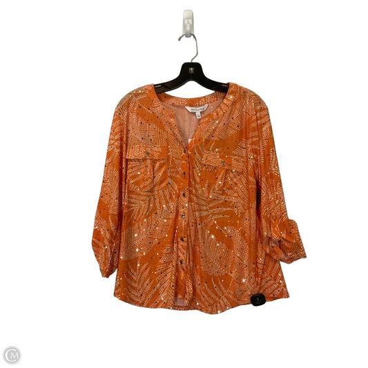 Top Short Sleeve By Emily Daniels In Orange, Size: L