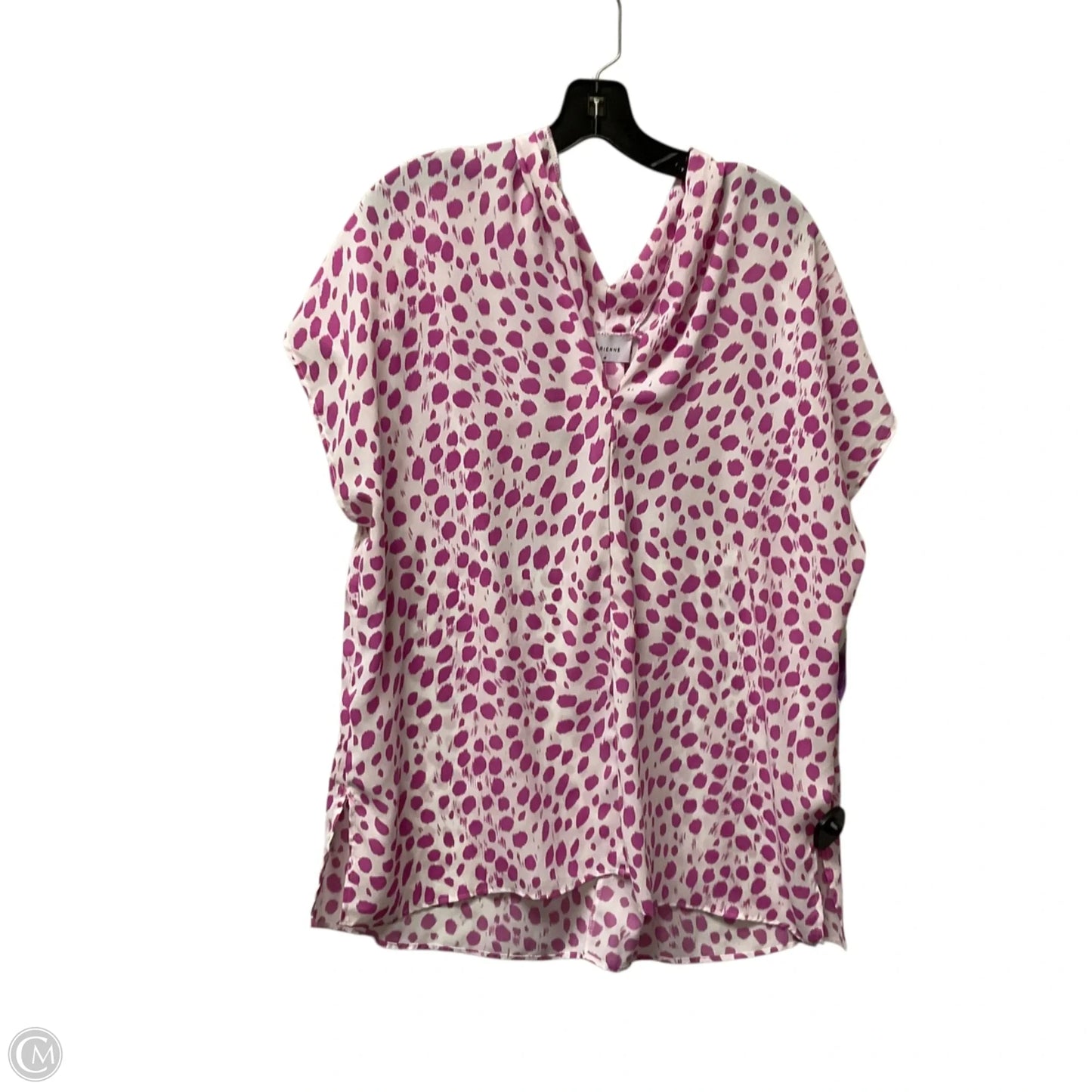 Top Short Sleeve By Adrienne In Purple & White, Size: M